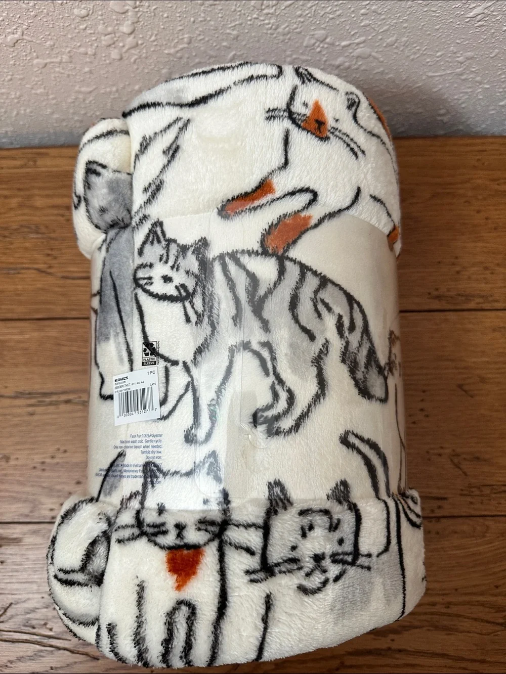 The Big One Cozy Plush Throw Blanket with White and Orange Cat Design